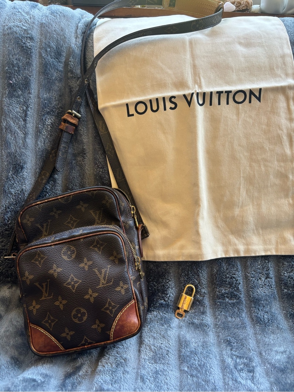 Louis Vuitton Amazone Monogram Crossbody Messenger Bag with dust bag and lock